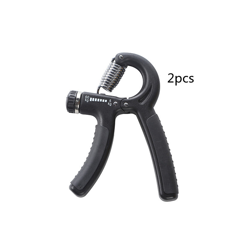 Black hand grip finger exerciser, 2pcs set, with silver spring and handles