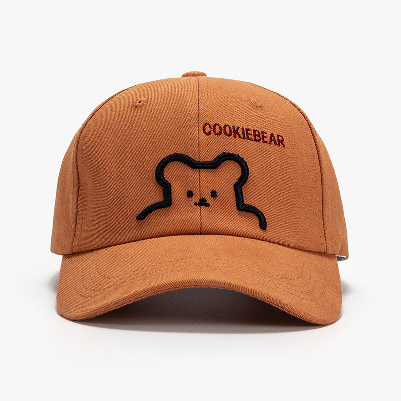 Brown baseball cap with Cookiebear text and bear face outline