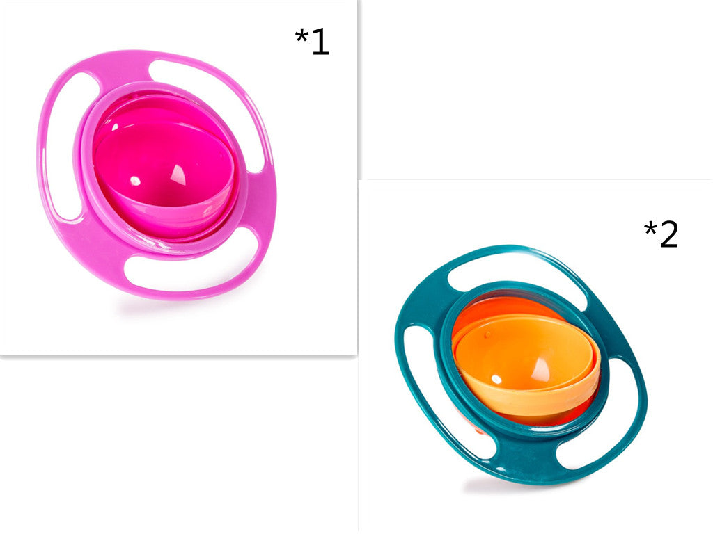 Pink rotating spill-proof bowl dish with inner bowl and side handles