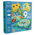 Kids 9-in-1 classic games board game box with dice and game board artwork
