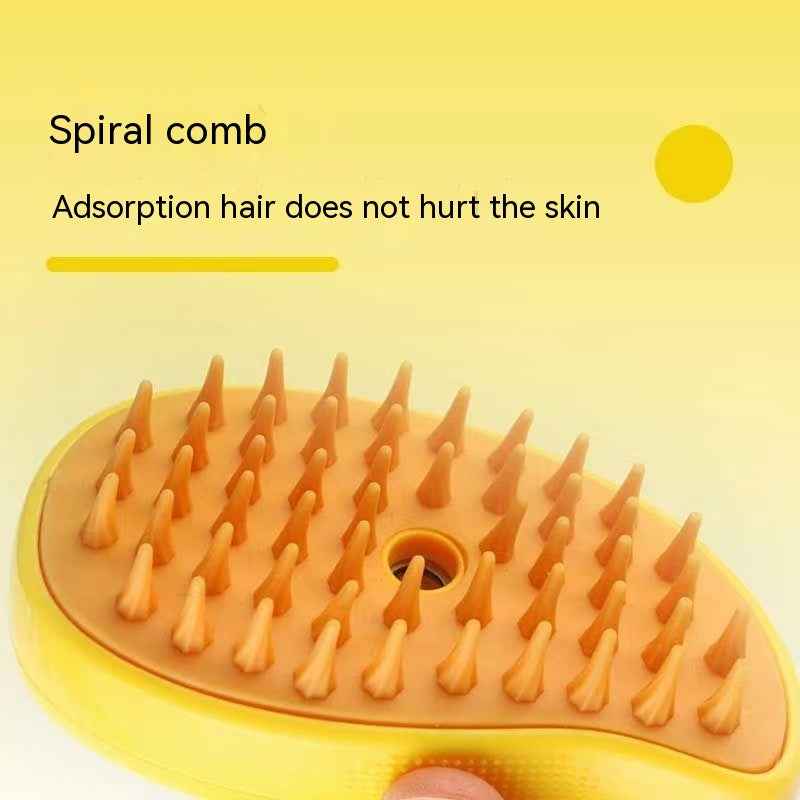 Spiral comb, yellow, with orange pointed teeth and rounded base.