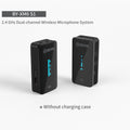 Black dual-channel wireless microphone transmit and receive units