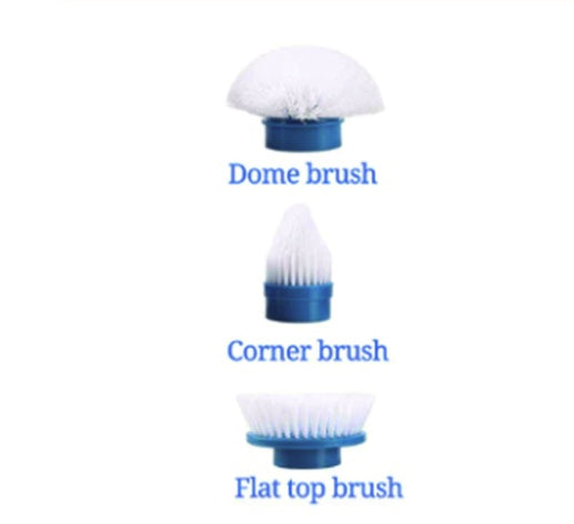 Interchangeable brush head set for electric cleaning brush: dome, corner, flat-top