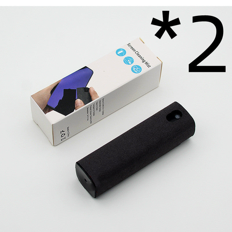 Portable screen cleaner set, black storage case with blue cleaning cloth in box.