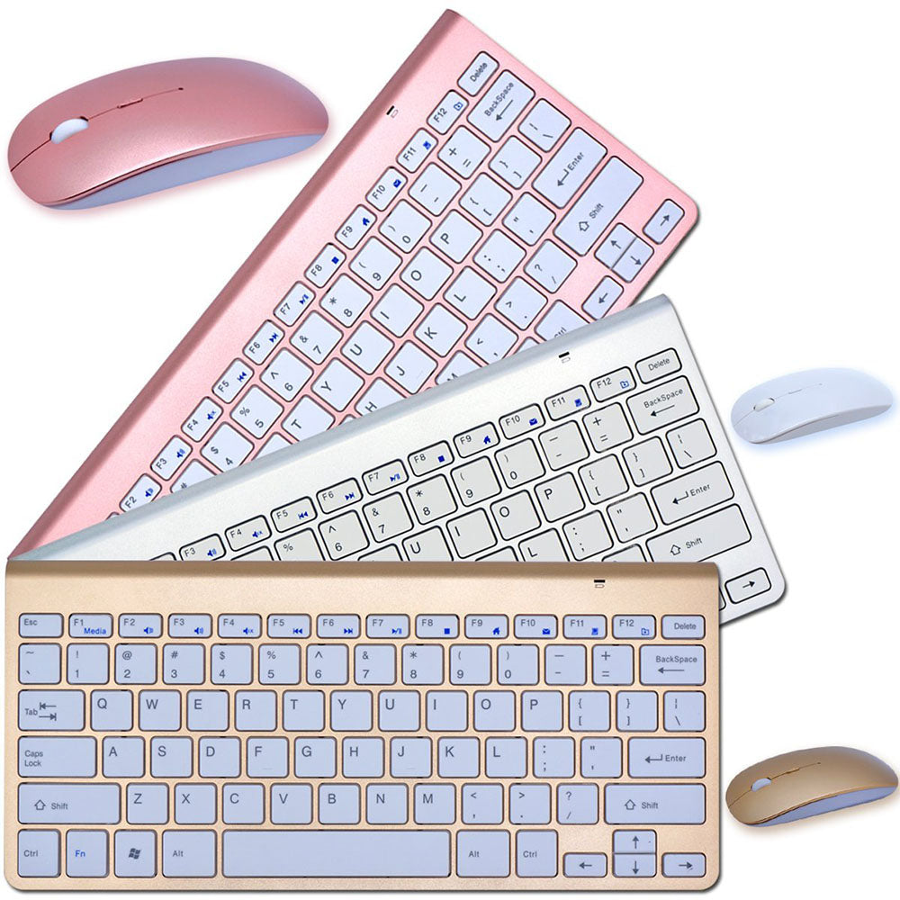 Rose gold wireless mini keyboard and matching mouse set