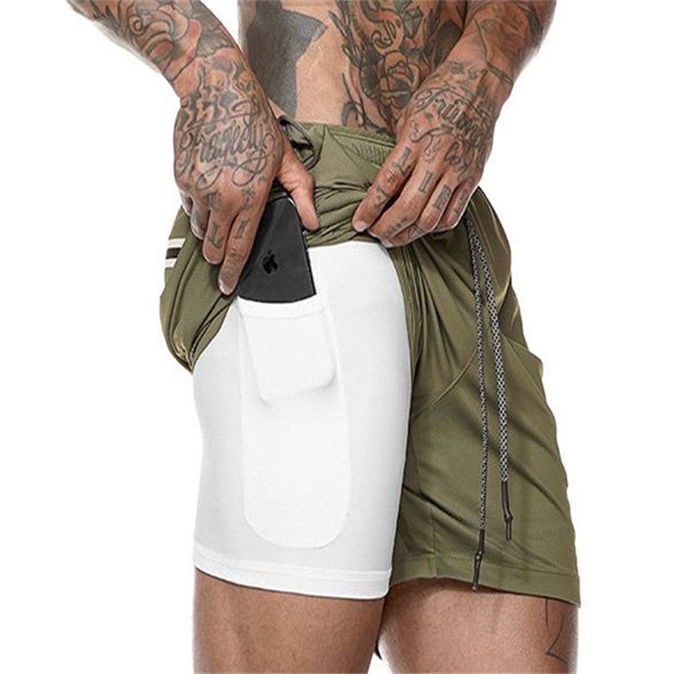Olive pocket compression shorts with drawstring and front side pocket