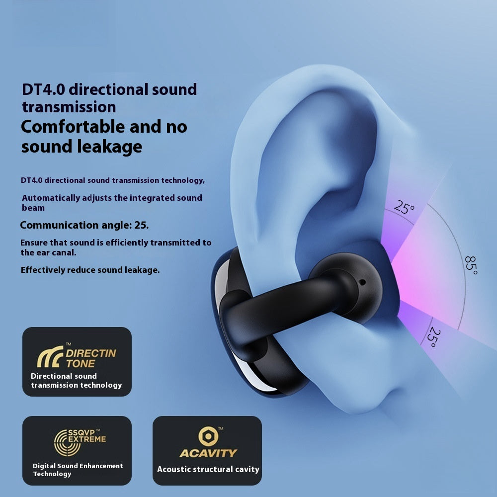 Clip-on true wireless Bluetooth headset, blue earbud and black charging case