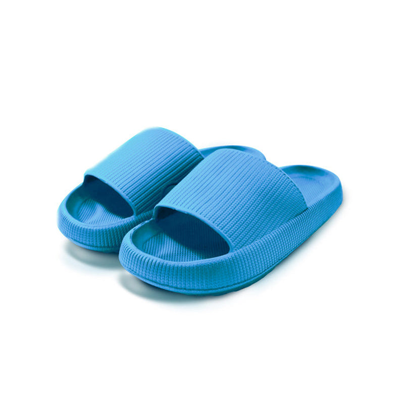 Indoor rubber foam slide sandals, bright blue, open toe