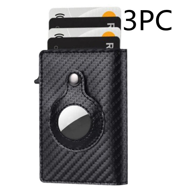 3-pack carbon-fiber AirTag card wallets with circular cutout