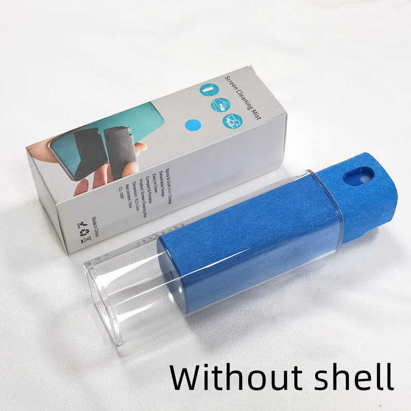 Portable screen cleaner set, blue cloth in clear tube storage.