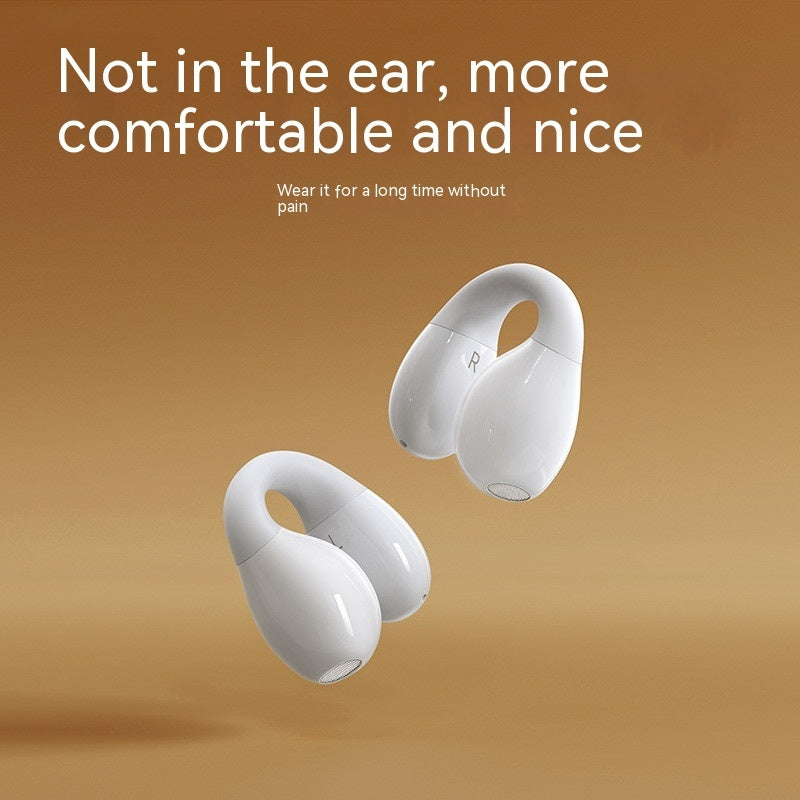 Wireless Bluetooth earbuds in open case, white earbud tips visible