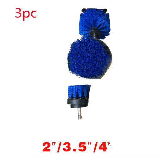 Electric drill brush, 3-piece blue round scrub heads with drill adaptor
