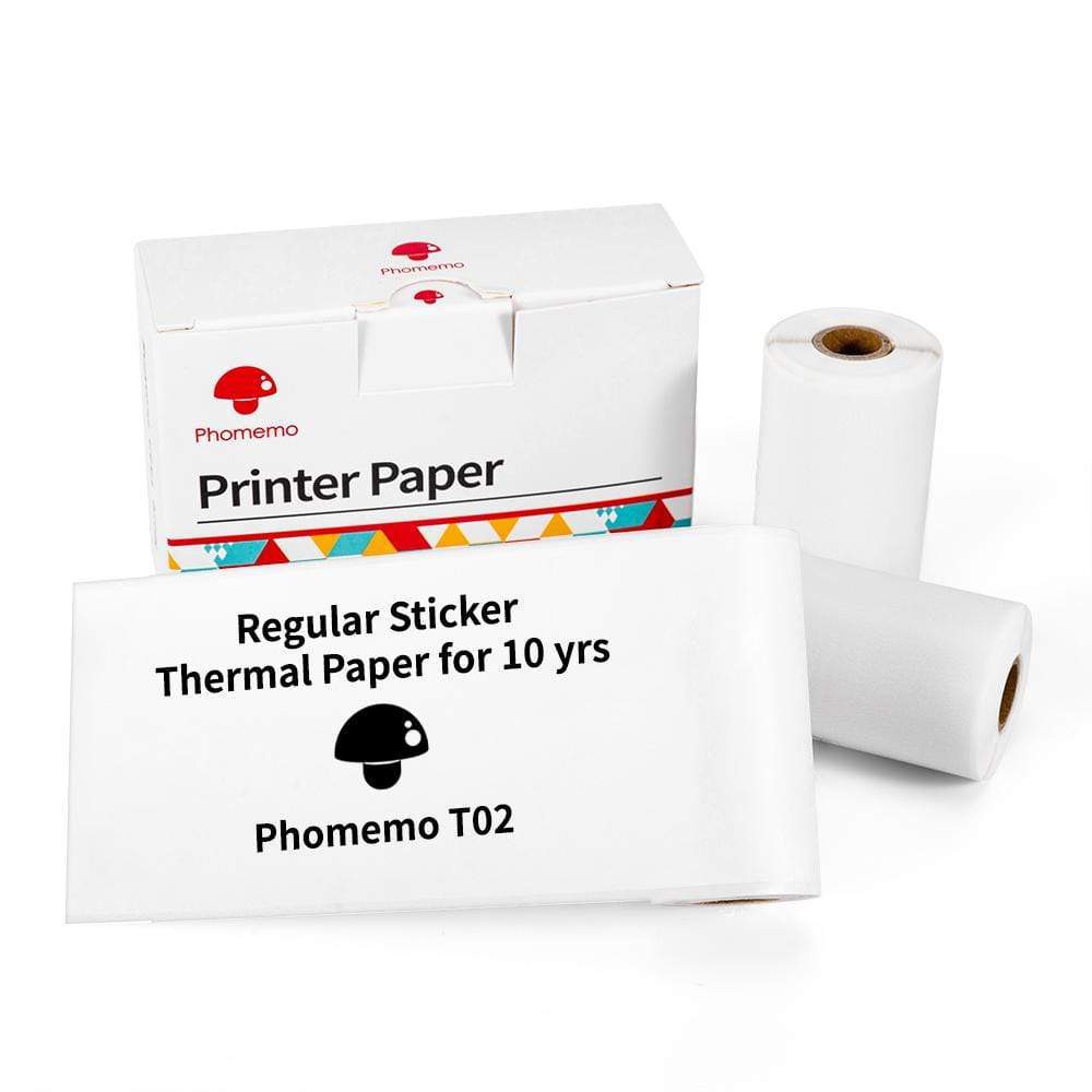 Printer paper rolls and regular sticker thermal label paper in white packaging