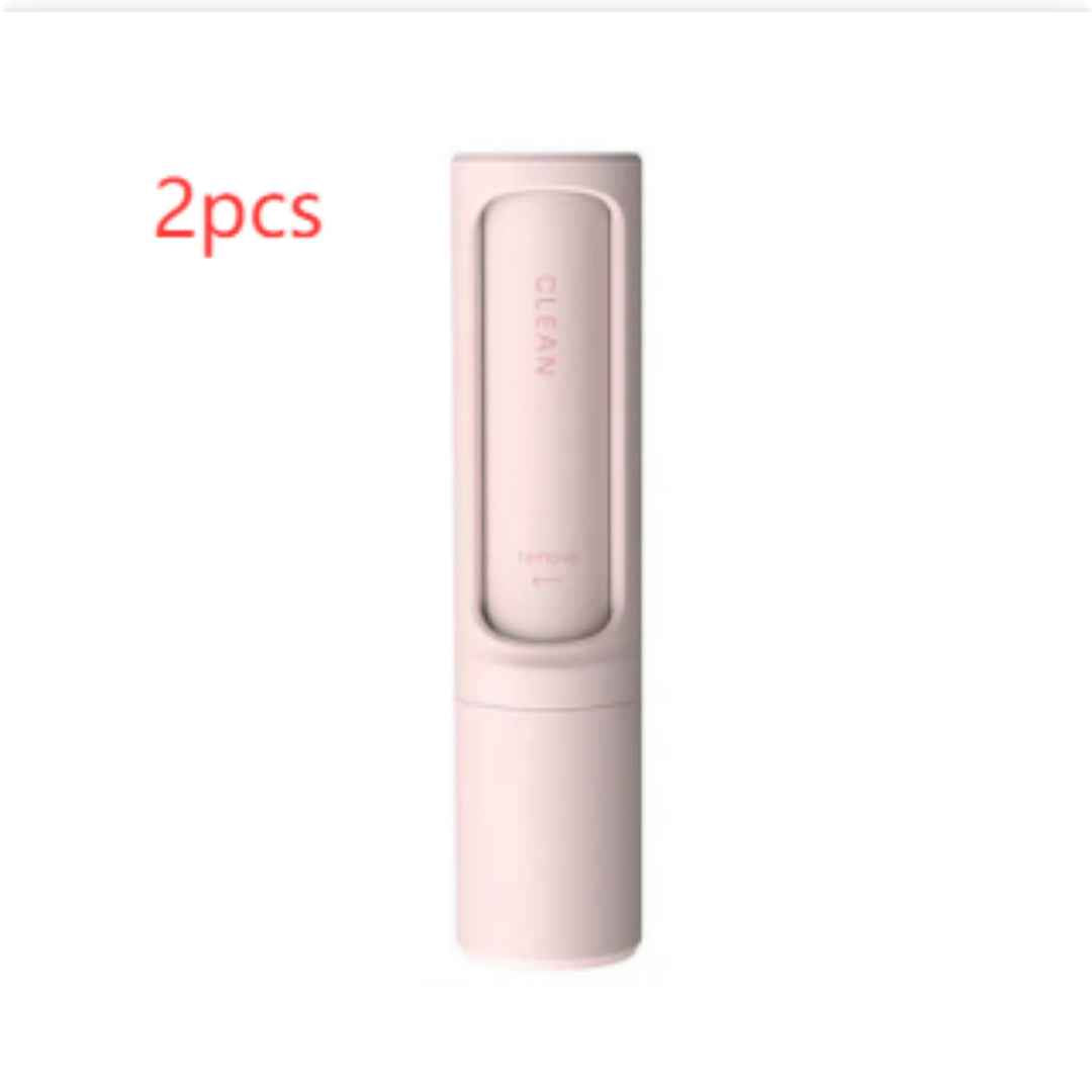 Pet hair remover lint roller set, pink handheld self-cleaning brush