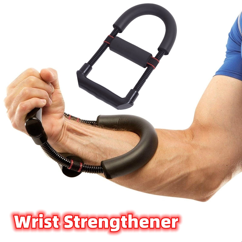 Black wrist forearm grip trainer with spring coils and padded U handles