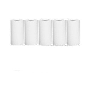 Stack of white paper rolls for mini label printer
