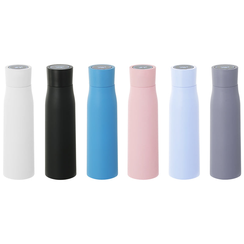Assorted color insulated thermal water bottles with smart temperature display
